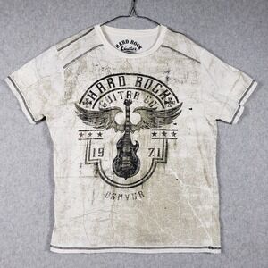 Hard Rock Guitar Company T-Shirt Mens Large White Denver Graphic 1971 Distressed